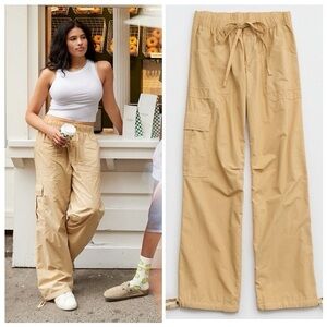 Aerie Avenue Khaki Tan Baggy Cotton Cargo Pants /Jogger size XS